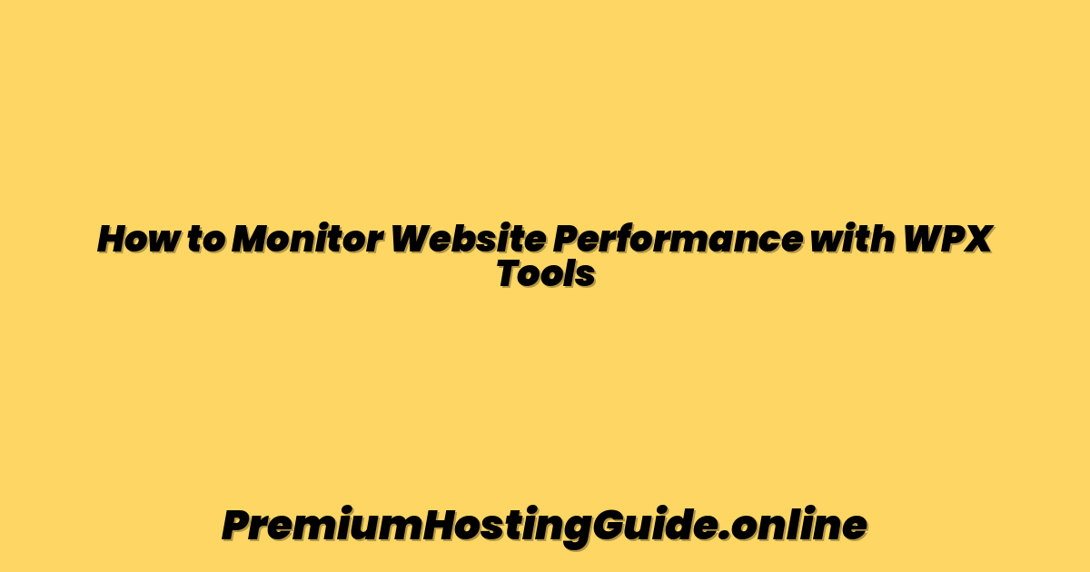 How to Monitor Website Performance with WPX Tools