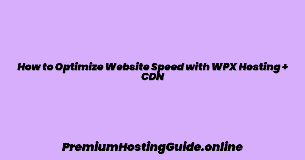 How to Optimize Website Speed with WPX Hosting + CDN