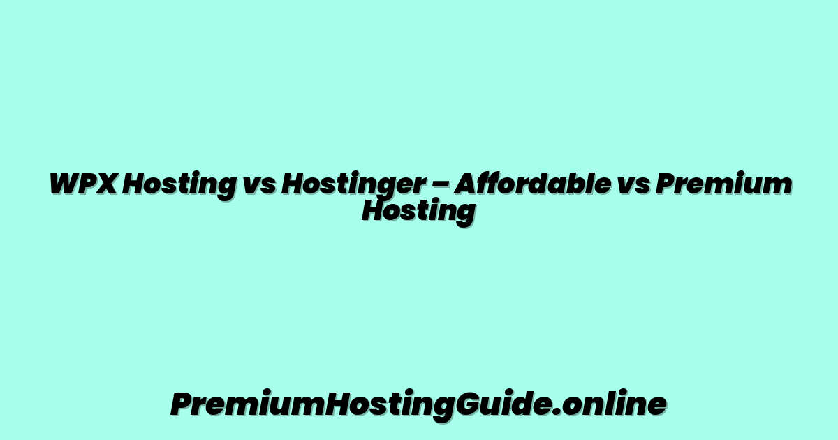 WPX Hosting vs Hostinger – Affordable vs Premium Hosting